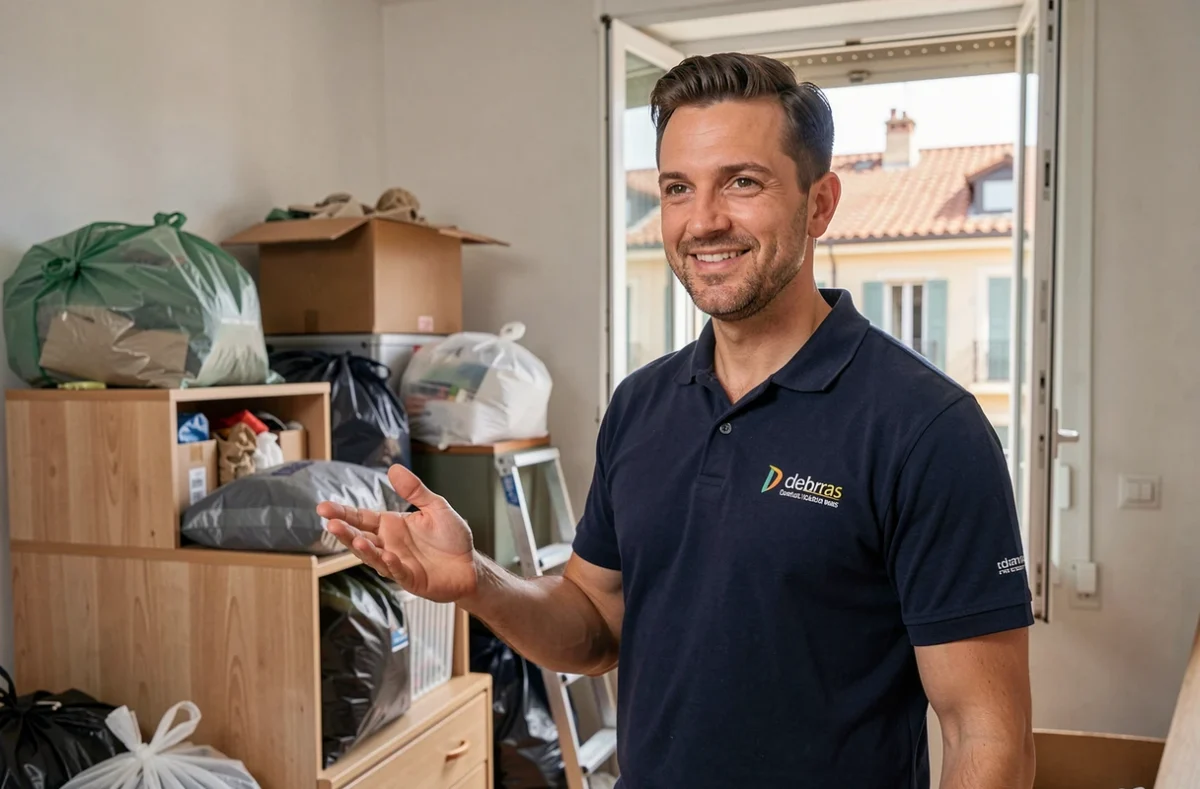 Un professionnel de Bon Débarras 06 évaluant le contenu d'un appartement à Nice avant intervention