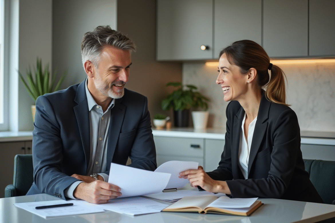 Couple en discussion dans une cuisine urbaine moderne