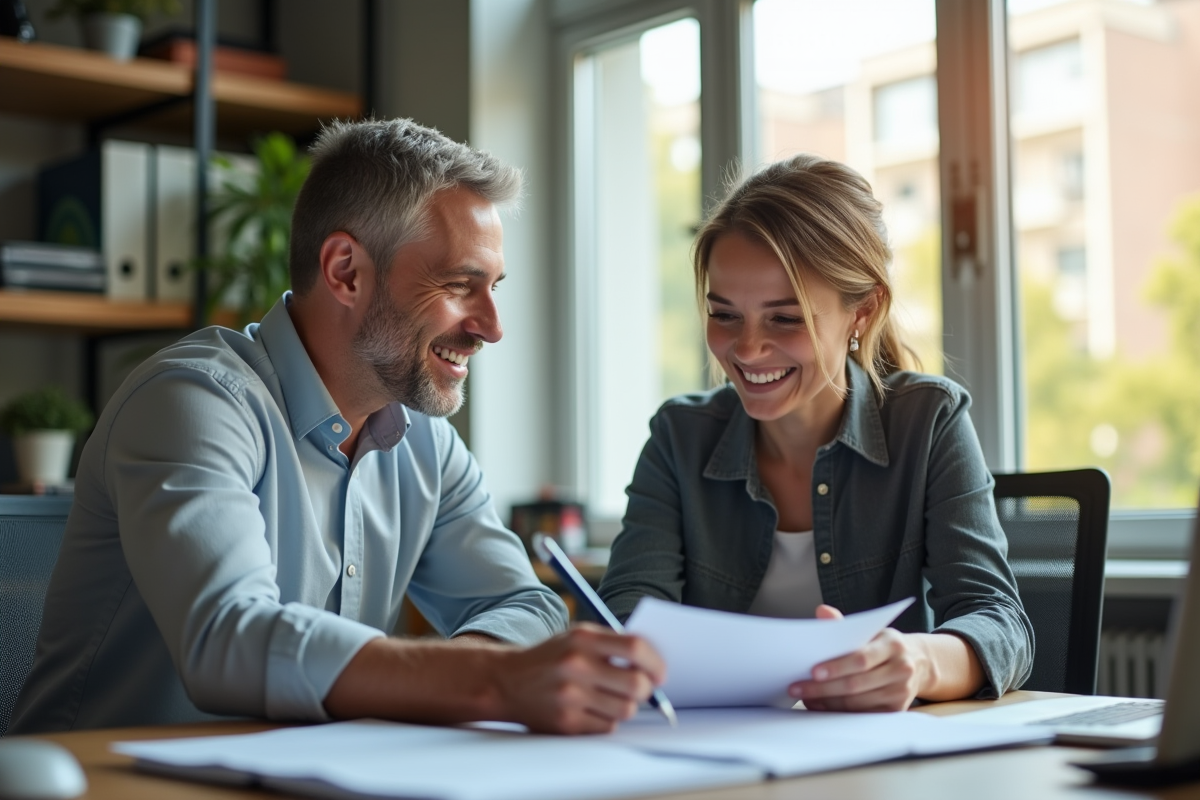 Entretien coaching entre un specialiste RH et un employe