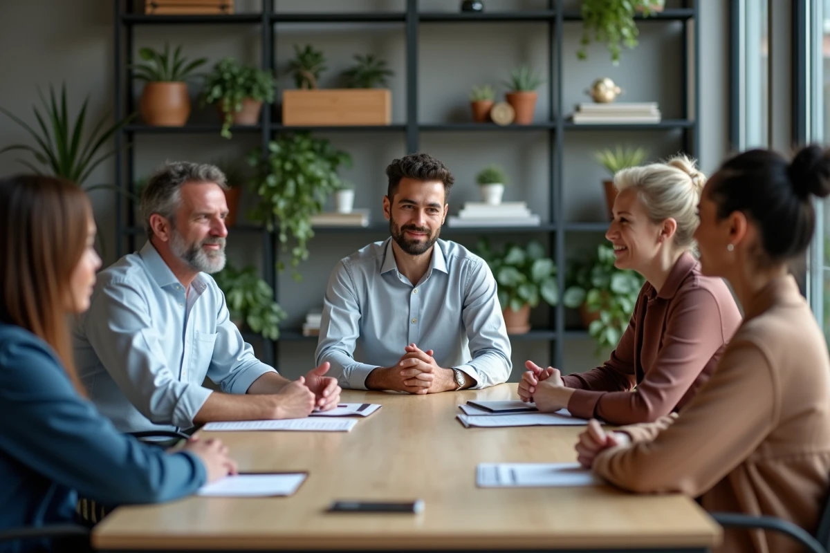 Groupe diversifié de collègues en réunion de travail