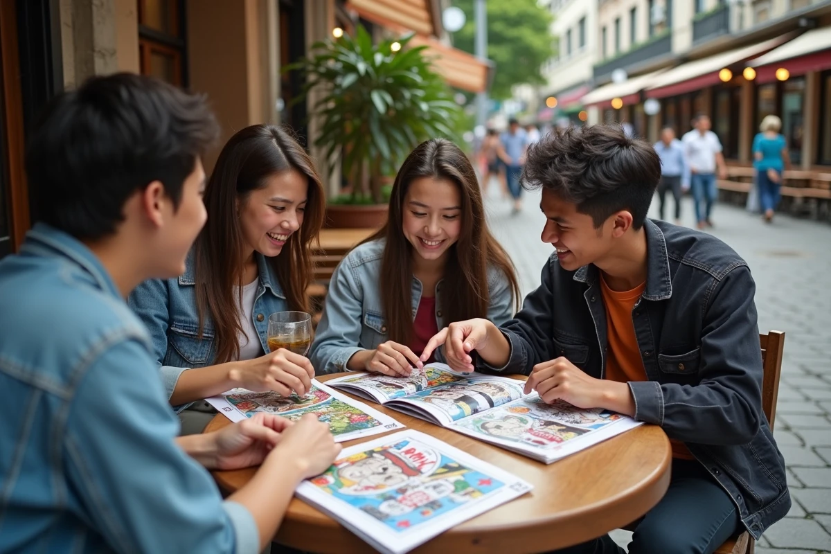 Jeunes adultes discutant autour d