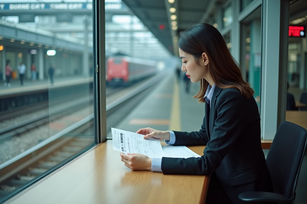 Jeune inspectrice examinant une checklist dans salle de contrôle
