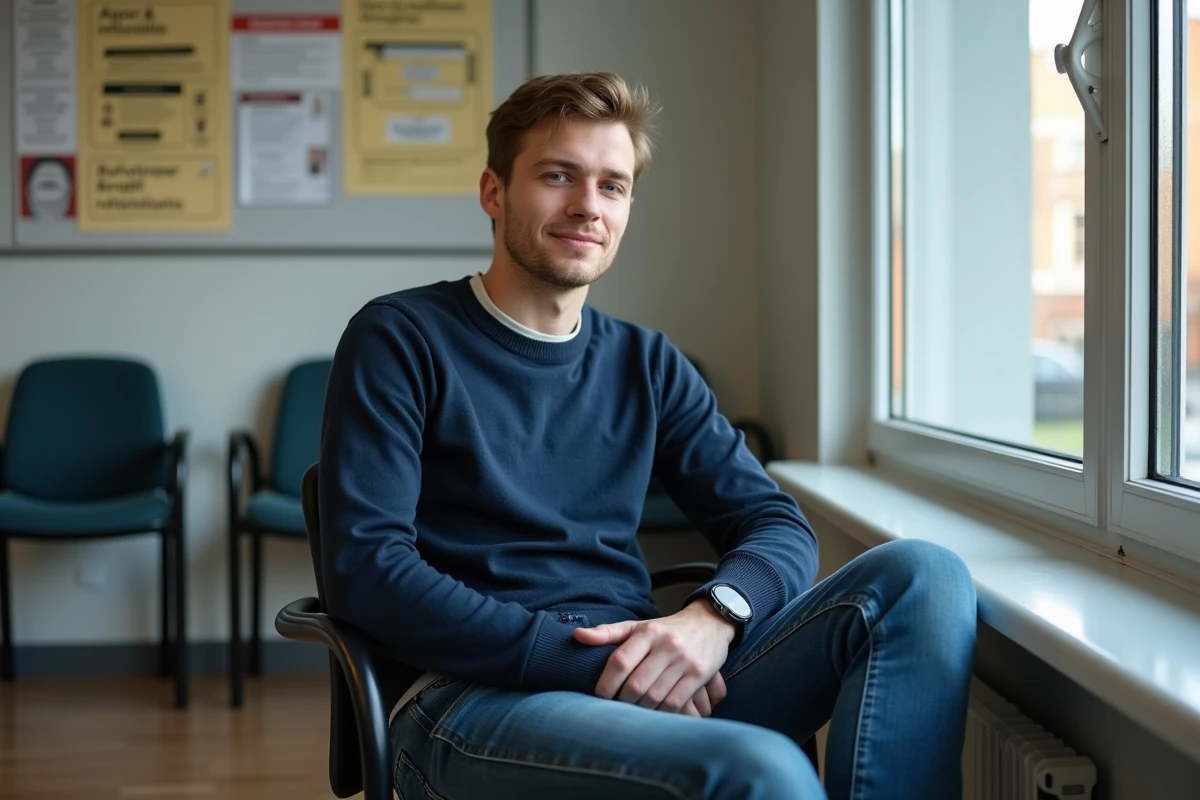 Jeune homme assis près d